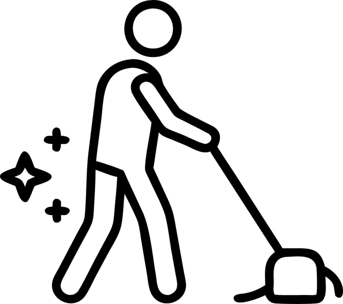 Person cleaning luxurious hotel lobby with vacuum cleaner showcasing shiny floors and elegant lighting vector