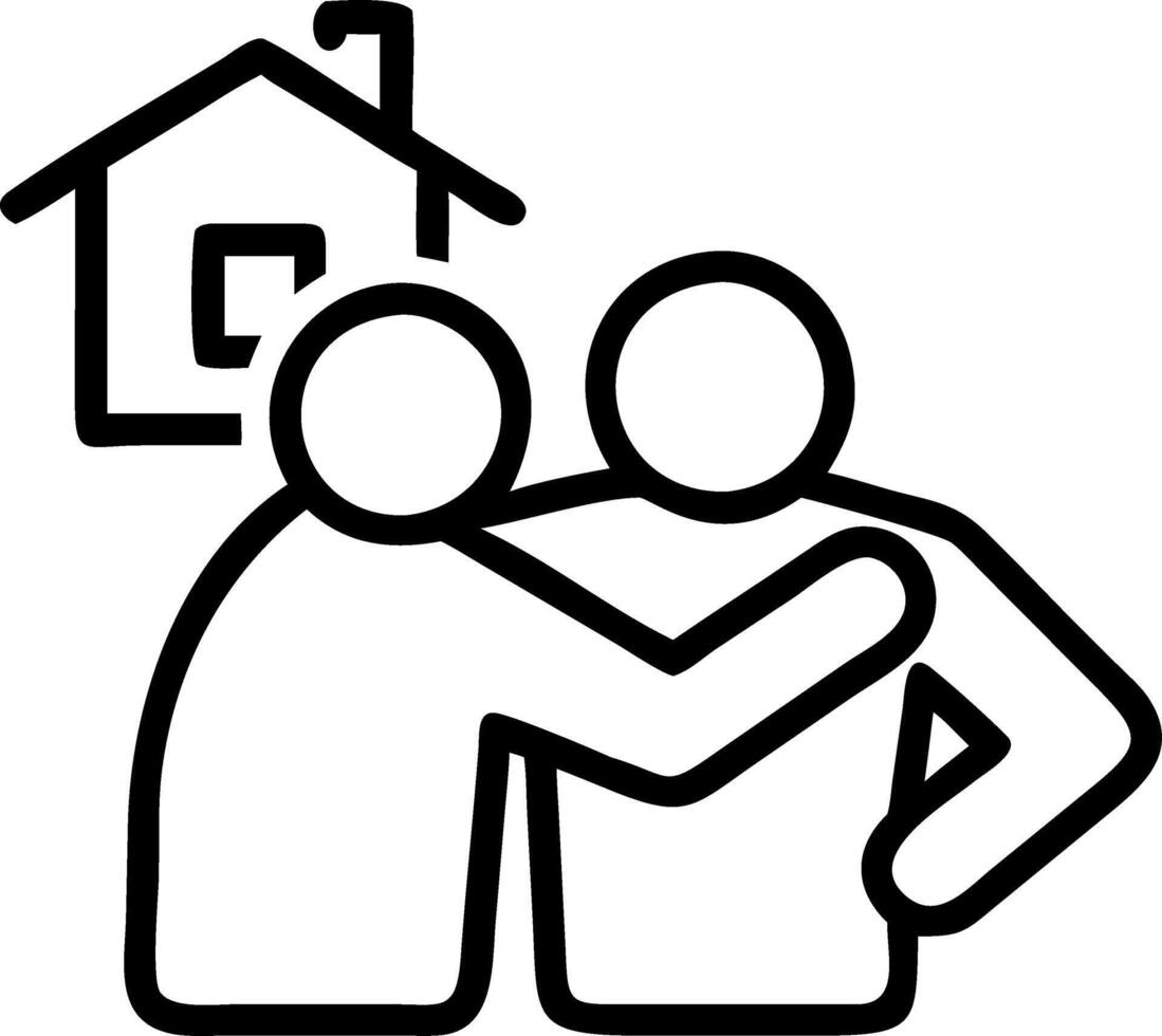 New home buy and sale concept with Caucasian couple seeing and checking to new house to buy featuring lovely man and woman hugging together vector