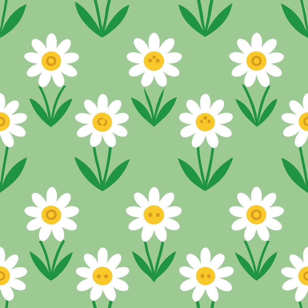 Nature filled spring garden seamless pattern with daisies and buttercups for rustic garden charm vector