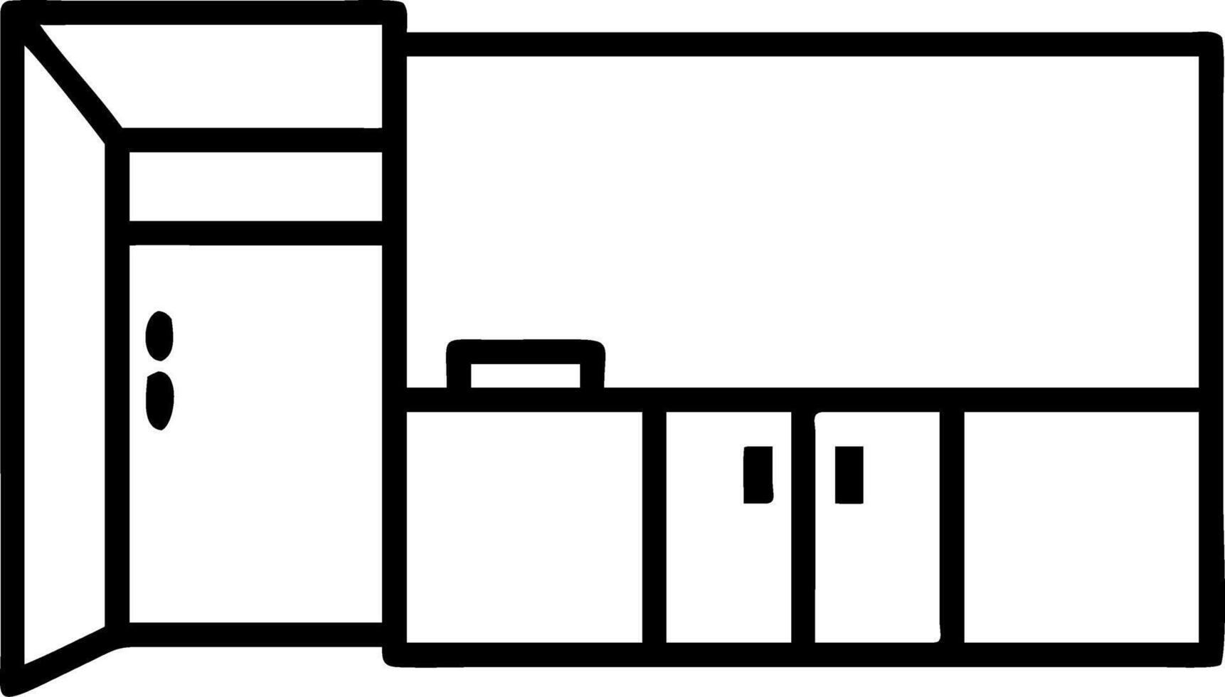 Modern white kitchen with wood floor recessed lighting and balcony view Set 3 vector