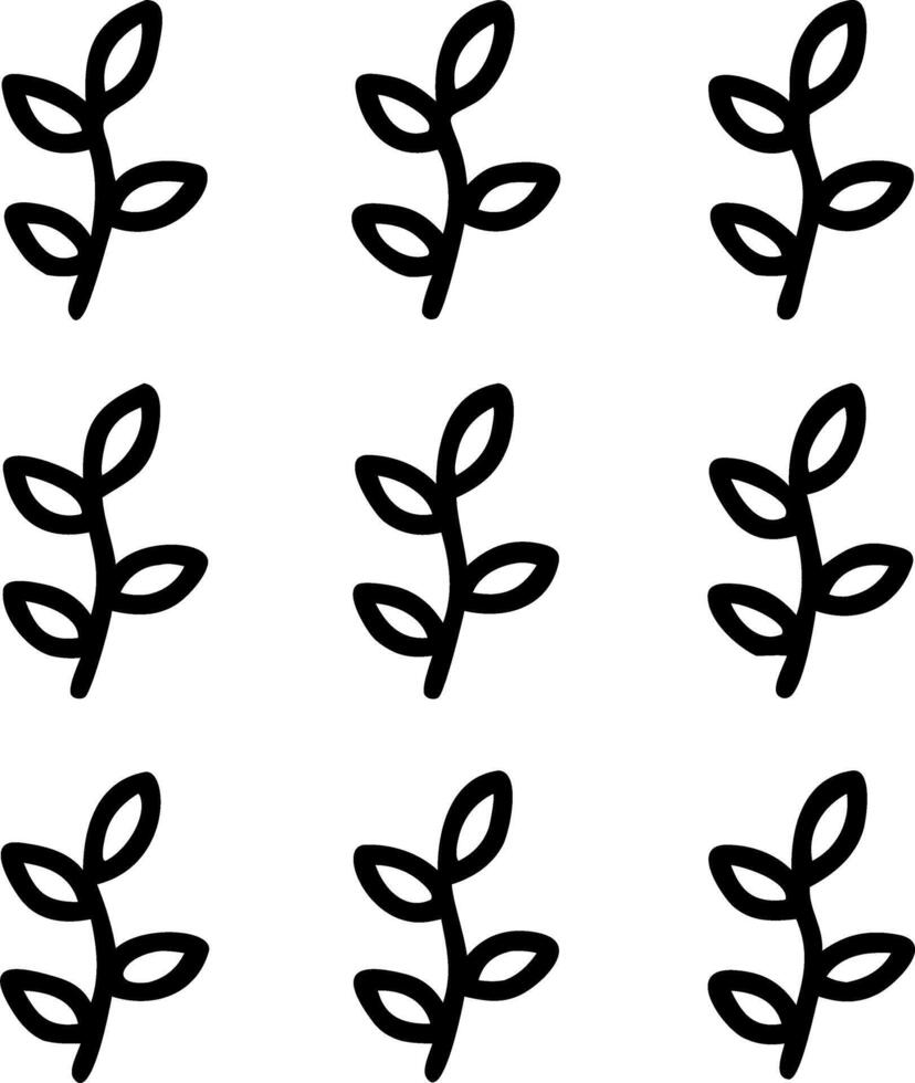 Minimalist botanical illustration seamless tile pattern featuring simple line drawings of leaves and stems on to clean white background perfect for modern spaces vector