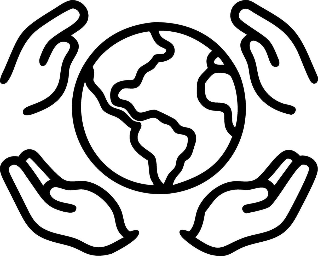 Many hands holding the earth on green background to protect nature and care for world sustainability on Earth Day highlighting ecology and environmental concepts vector