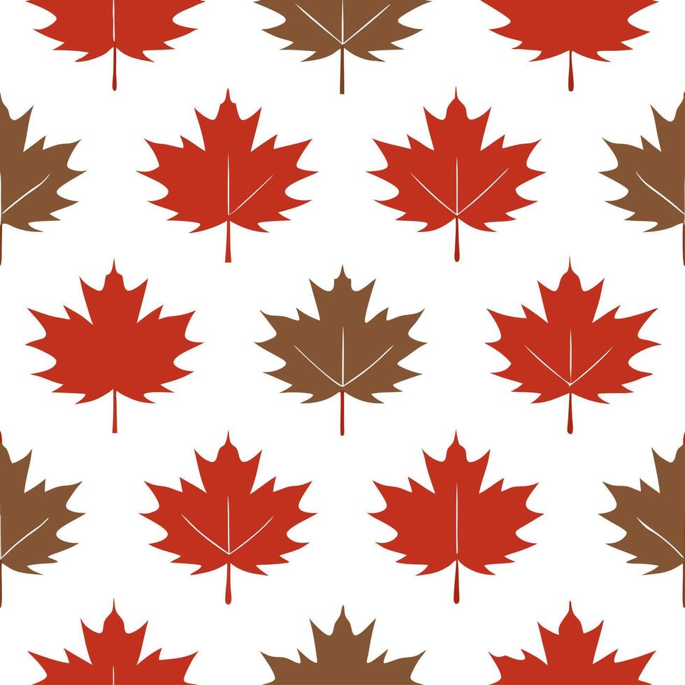 Maple leaf seamless tile pattern with various shades of red and brown for elegant autumn interiors vector