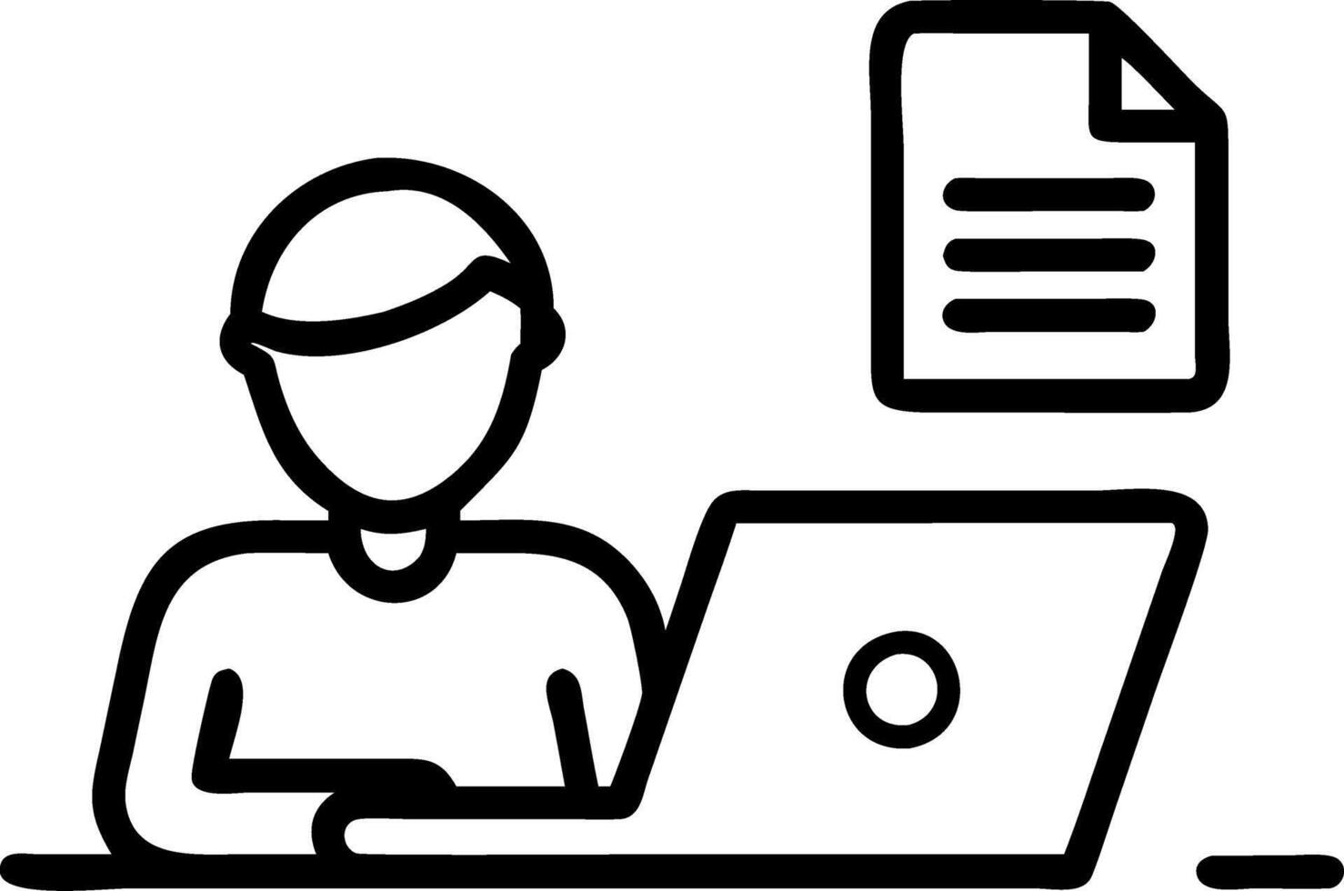 Man writing resume and CV in home office with laptop before sending for new work typing curriculum vitae for job application vector