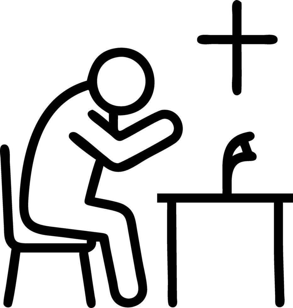 Man Pray god blessing wishing better life man hands praying god bible cross believe goodness Holding hands prayer wooden table vector