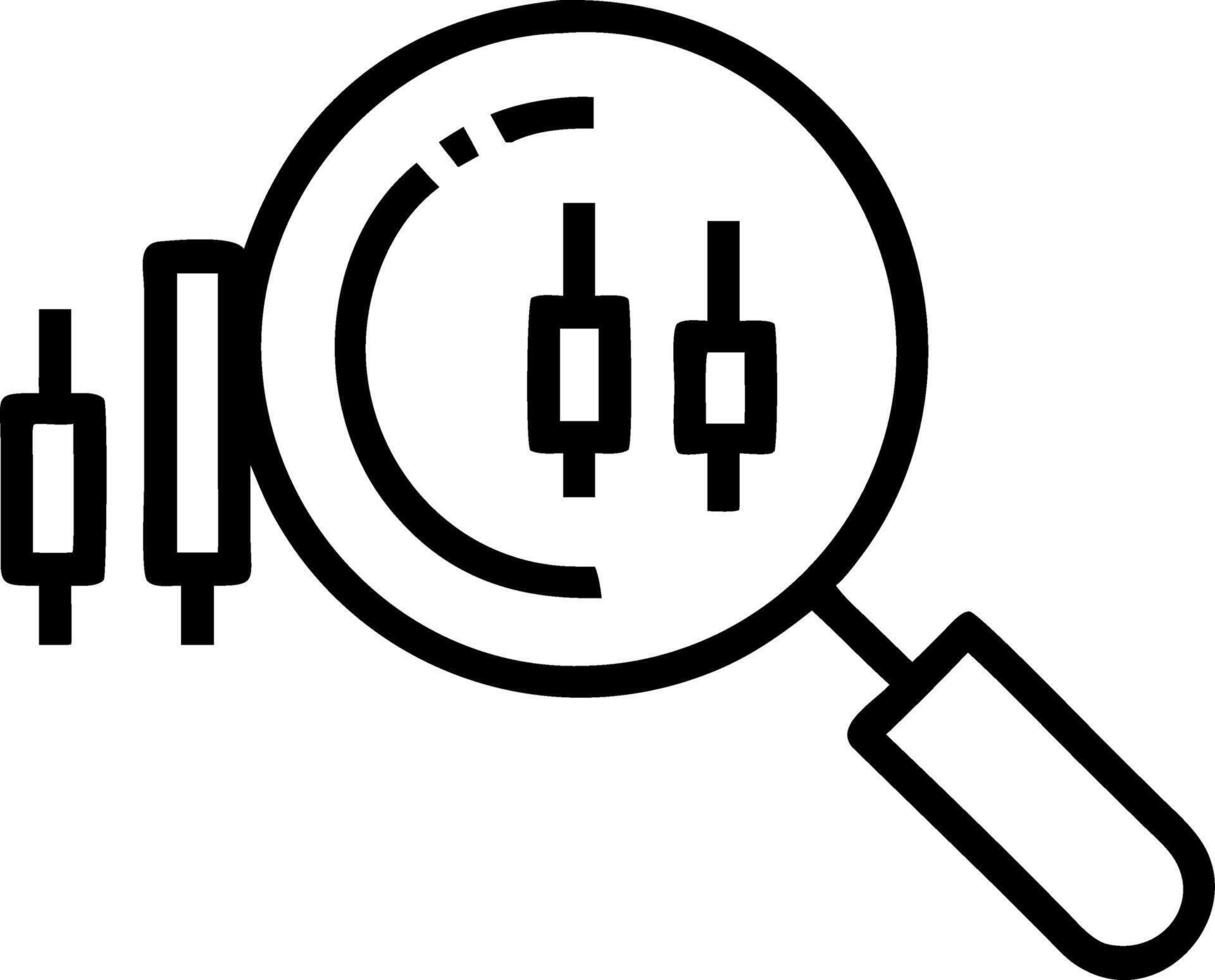 Magnifying glass search investing stock market graph chart background vector