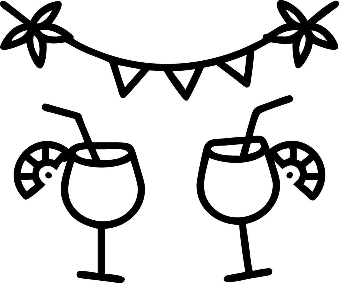 Lush tropical garden setting for chic summer party complete with fruity drinks and vibrant decorations vector