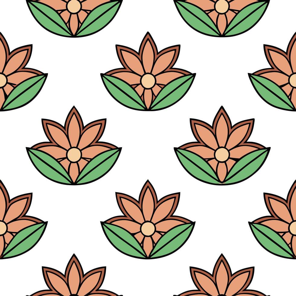 Local folklore scenes and mythical creatures seamless tile pattern with vibrant and earthy tones vector