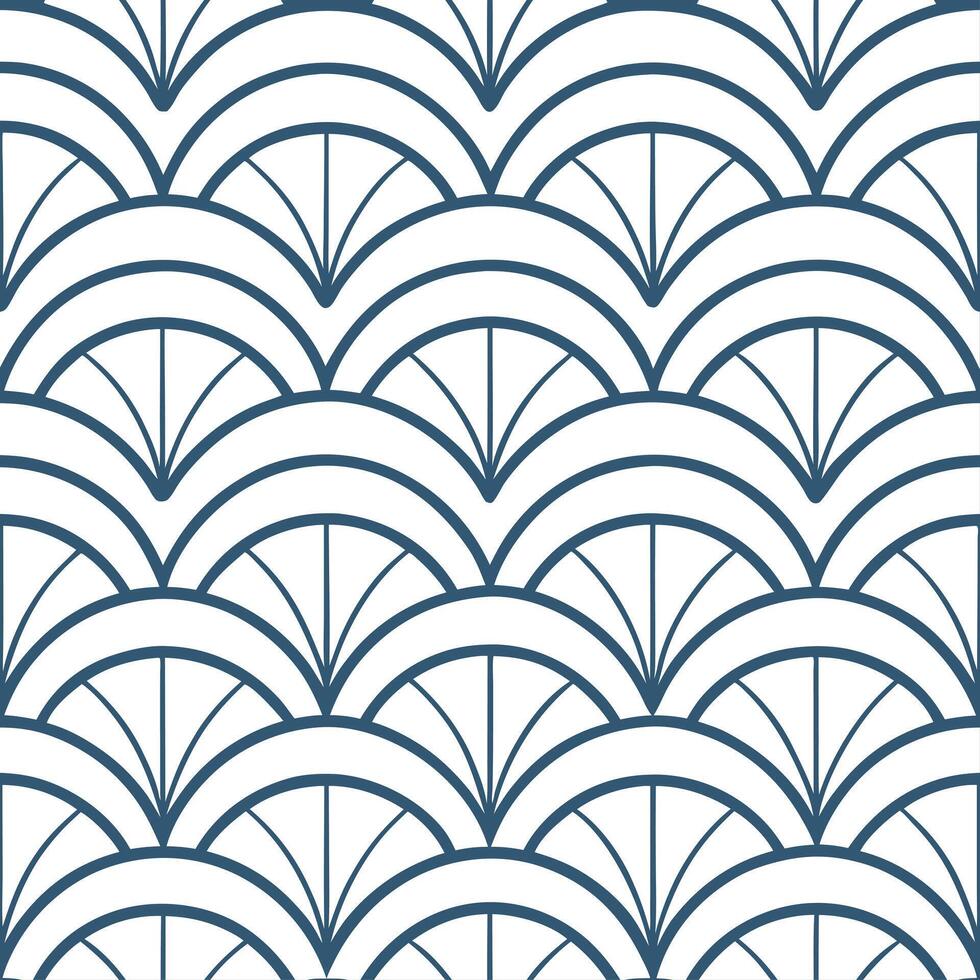 Japanese Ukiyo to seamless tile pattern with minimalist waves and traditional motifs for elegant home decor vector