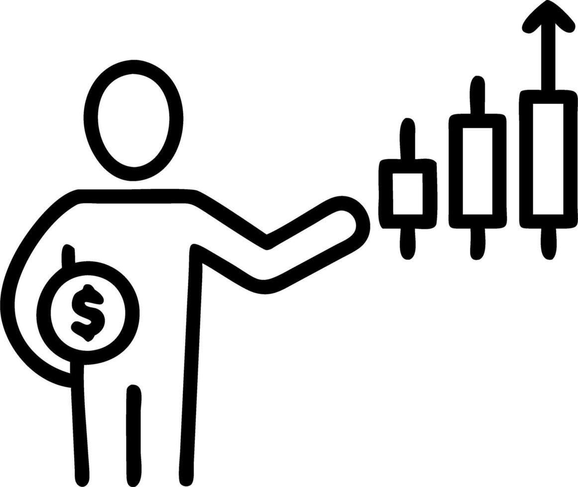 Investment and finance concept with businessman holding virtual trading graph and blurred coins symbolizing stock market profits and business growth vector