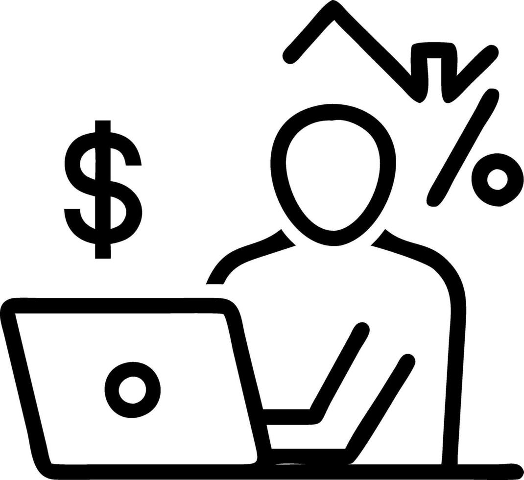 Interest rate dividend businessman laptop calculate income return investment percentage return stocks mutual funds long term investment vector