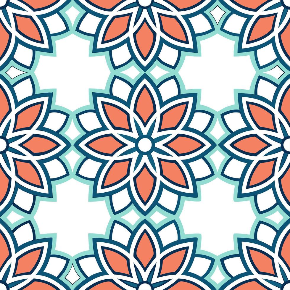 Intricate Islamic geometric patterns and arabesques seamless tile pattern with vibrant colors vector