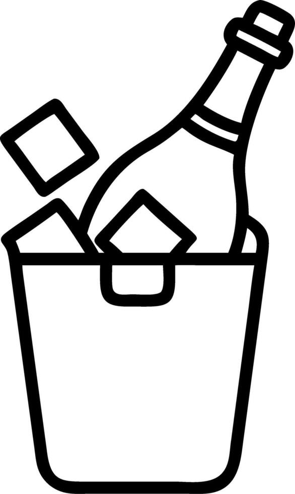 Illustration of champagne bucket with bottle of champagne and ice cubes showcasing luxurious celebration drink perfect for party invitations and event promotions vector