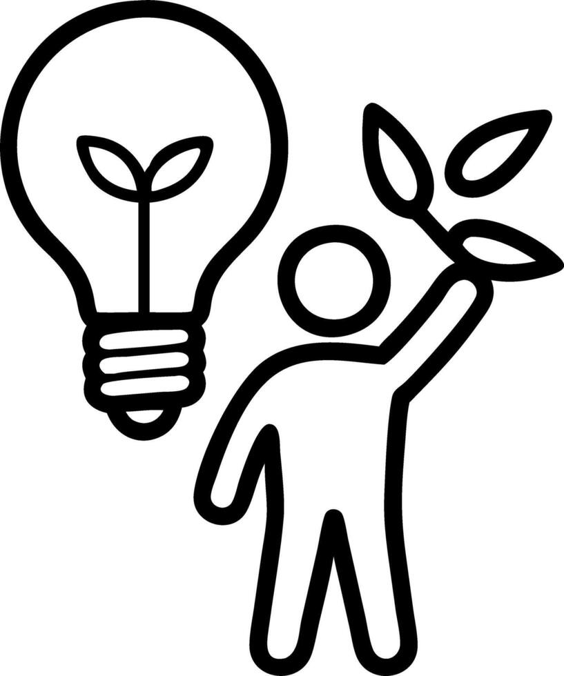 Illustration of to man holding to green energy light bulb representing environmentally friendly technology renewable and clean circular energy concepts sustainable energy sources con vector