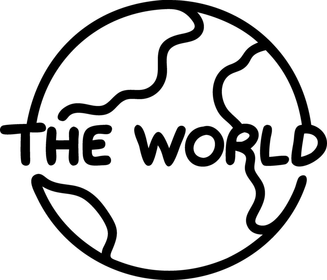 Hand writing The World with white chalk representing global communication and creativity vector