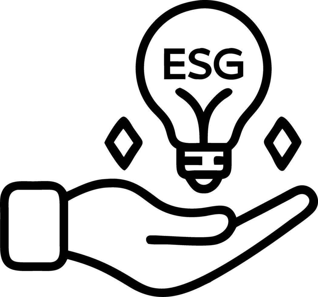 hand holding light bulb ESG icon concept environmental social governance sustainable ethical business network connection green background vector