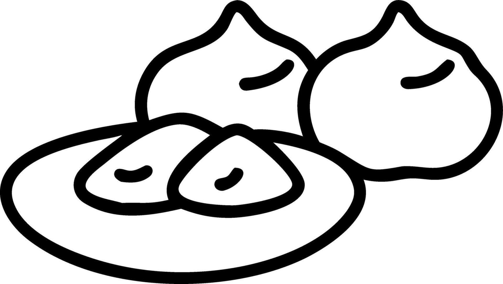 Hand drawn watercolor illustration of Mandu Korean dumplings with dipping sauce on white background perfect for nursery art vector