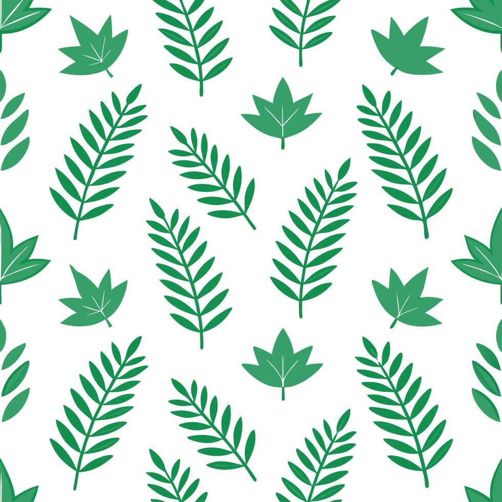 Fresh summer leaves seamless pattern with ivy and ferns for natural green themed interiors vector