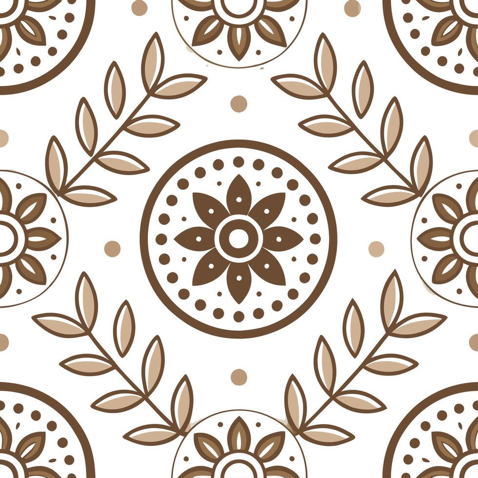 Folk art seamless pattern with rustic color palette and traditional symbols for to grounded folk inspired design vector
