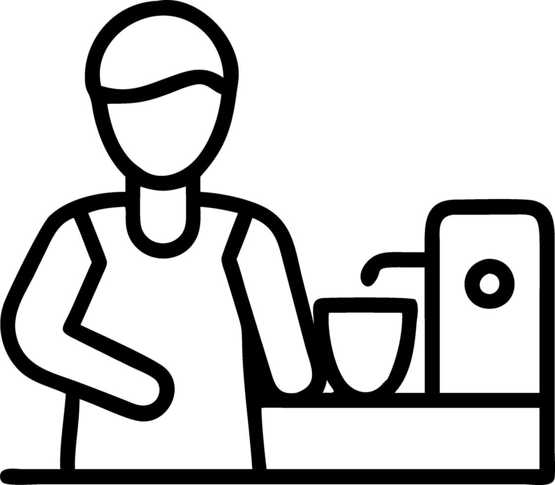 Espresso coffee machine in cafe with professional barista preparing hot caffeinated drink serving cappuccino in modern coffee shop setting Set 2 vector