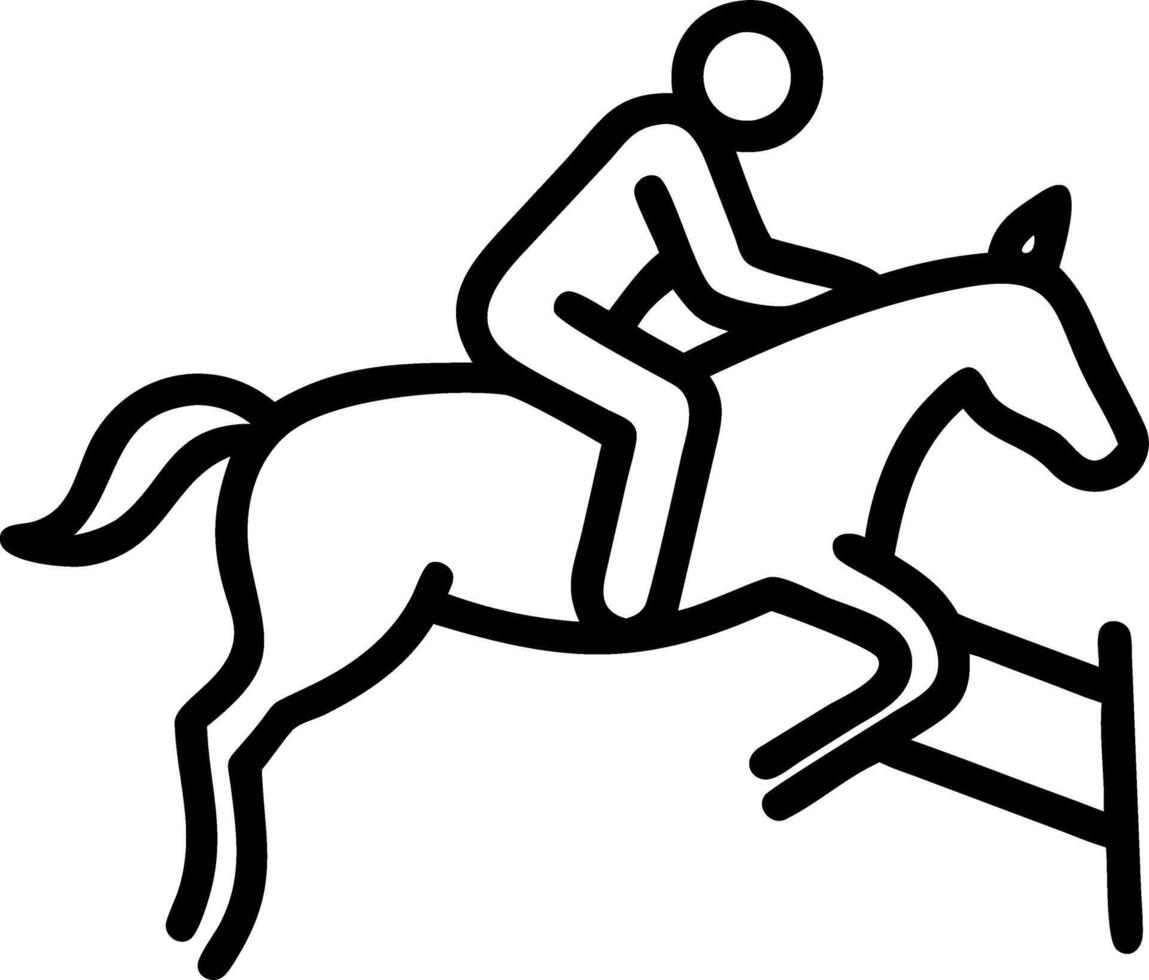Equestrian rider jumping hurdles in horse showjumping clipart in simple cartoon 2D style for sports illustration vector