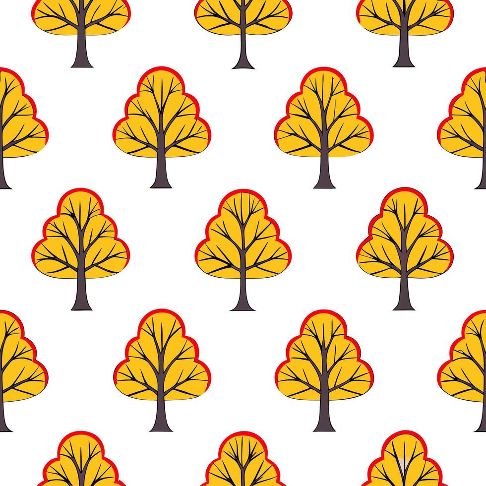 Elegant autumn trees seamless tile pattern with birch and cherry trees for sophisticated fall decor Set 3 vector
