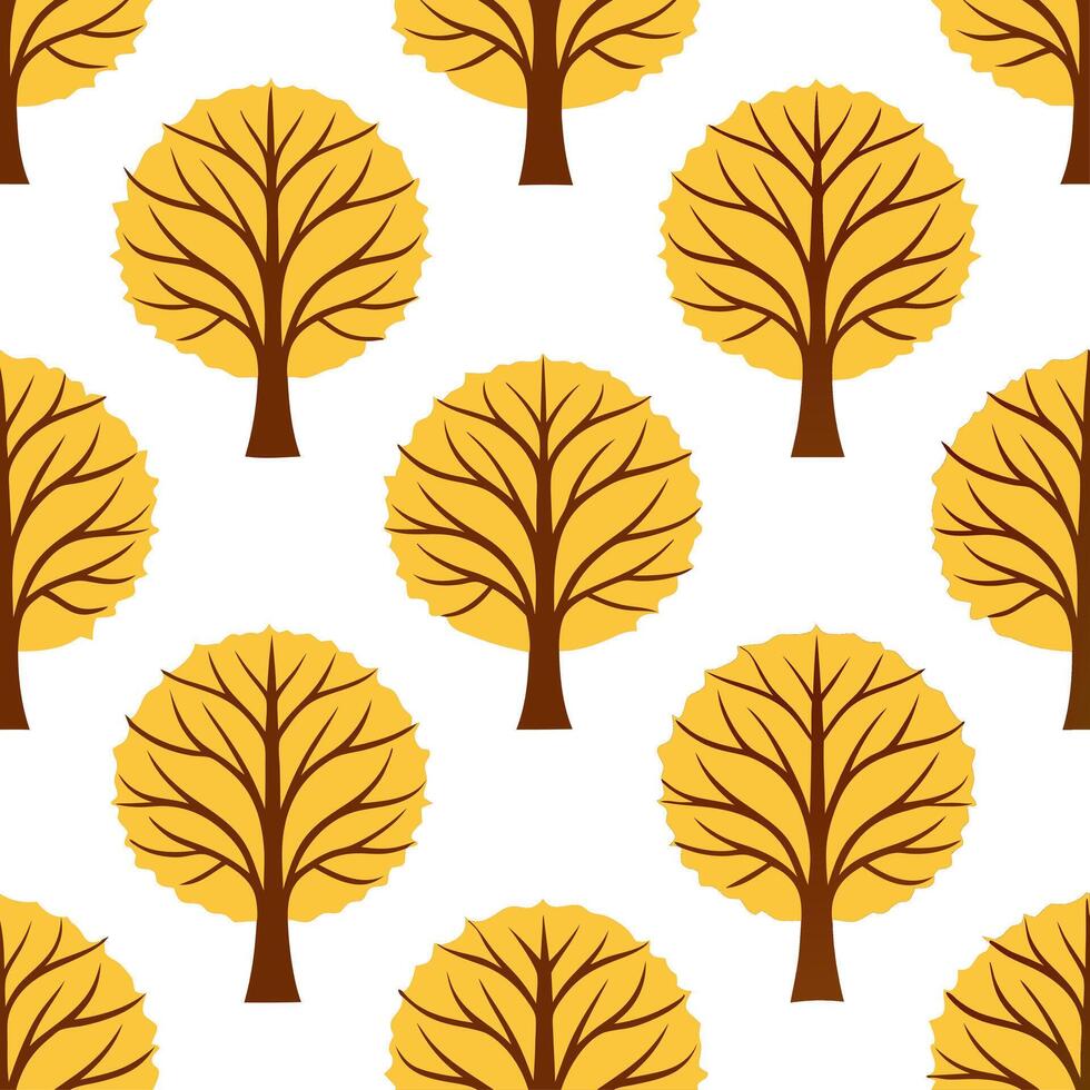 Elegant autumn trees seamless tile pattern with birch and cherry trees for sophisticated fall decor Set 2 vector