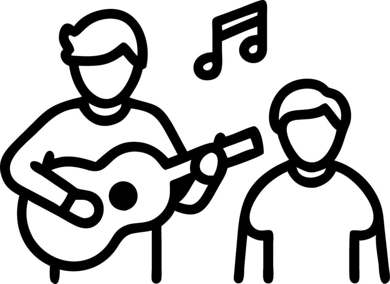 Elderly father and adult son playing guitar and singing together depicting happy family bonding through music Set 2 vector