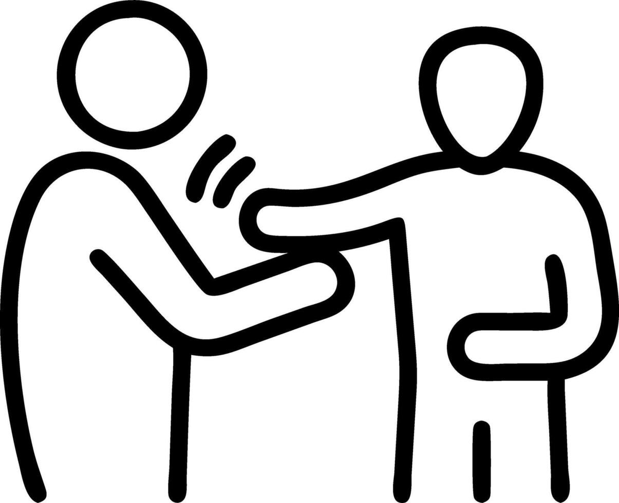 Doctor physiotherapist consulting with patient about elbow muscle pain problems physical therapy diagnosing concept vector