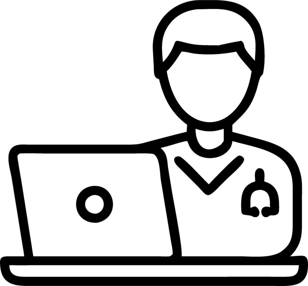 Doctor working on to laptop at the clinic desk professional physician using computer for healthcare patient management vector