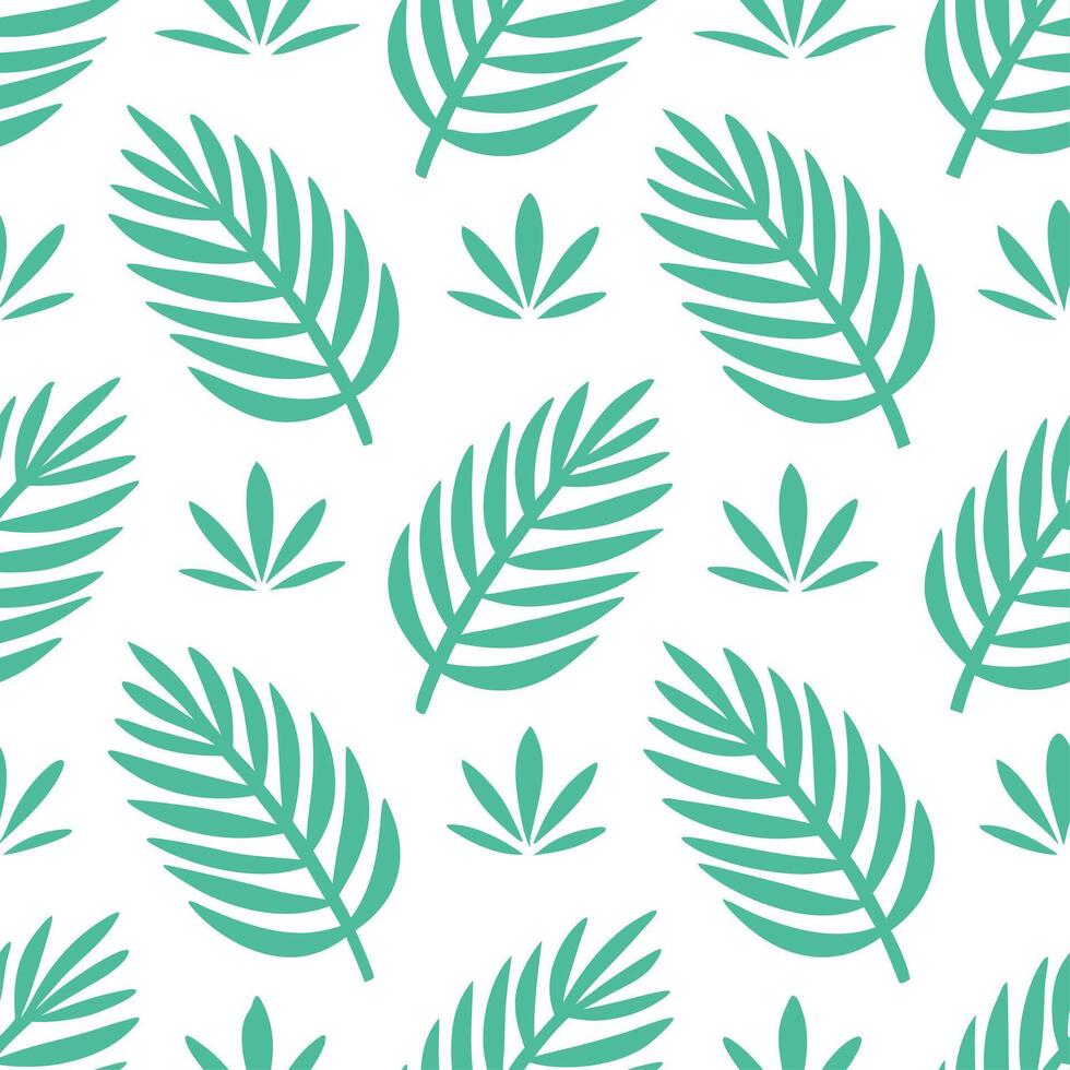 Cool summer leaves seamless pattern with minty green and tropical plants for to refreshing home vibe vector