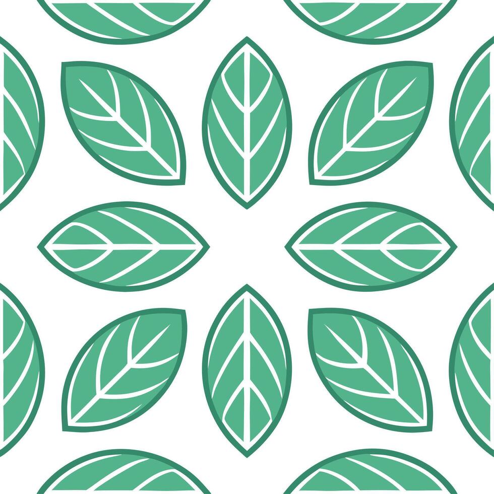 Cool summer leaves seamless tile pattern with mint and sage leaves for to refreshing crisp look vector