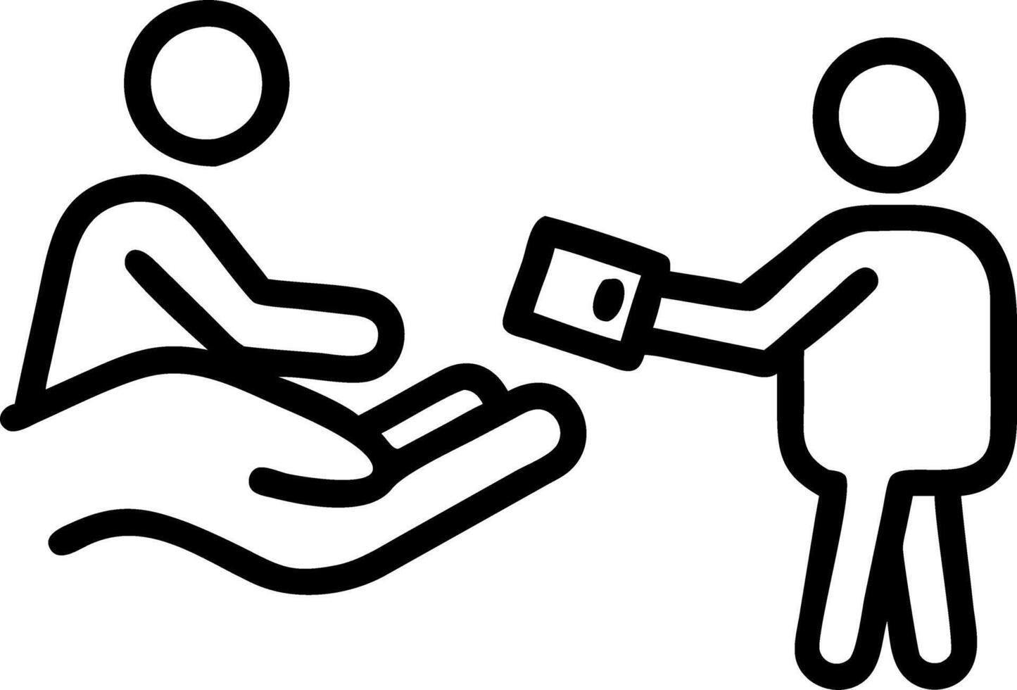 Closeup of men giving money to poor or homeless people poverty beggar in city sitting on streets with sign for help vector