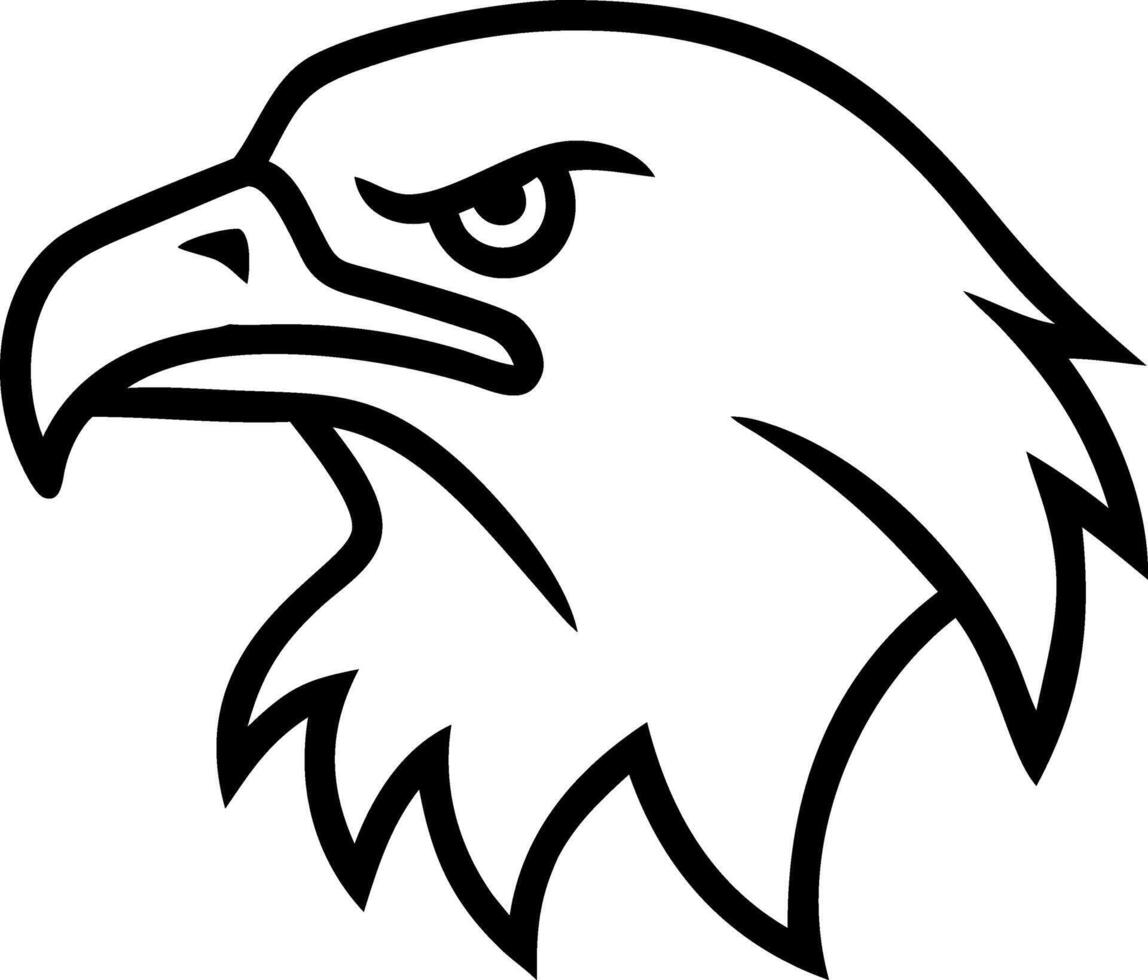 Close up black and white photo of an eagles head showcasing detailed feathers and intense eye in to dramatic monochrome setting vector