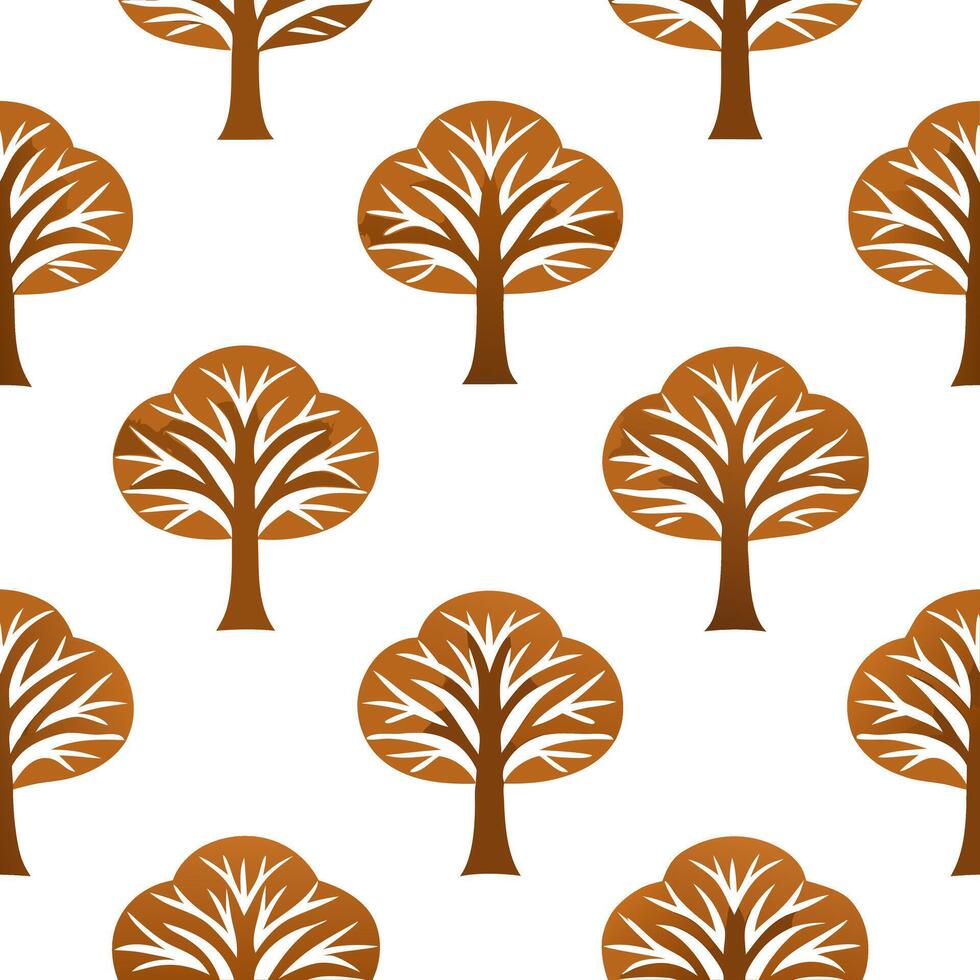 Classic autumn trees seamless tile pattern with maple and pine trees for timeless fall decor vector