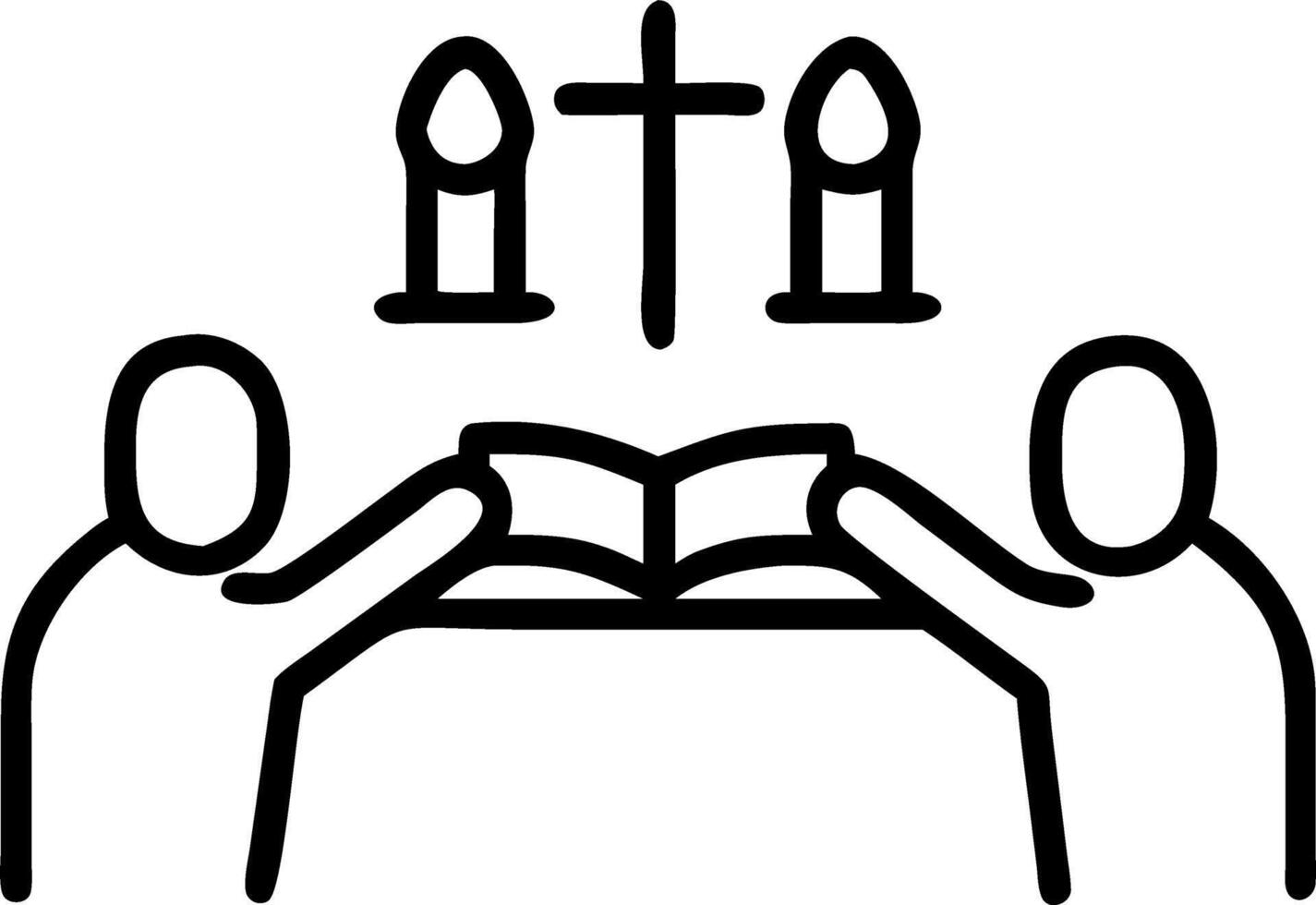 Christian group holding hands praying worship together with Bible on wooden table for devotional prayer meeting concept vector