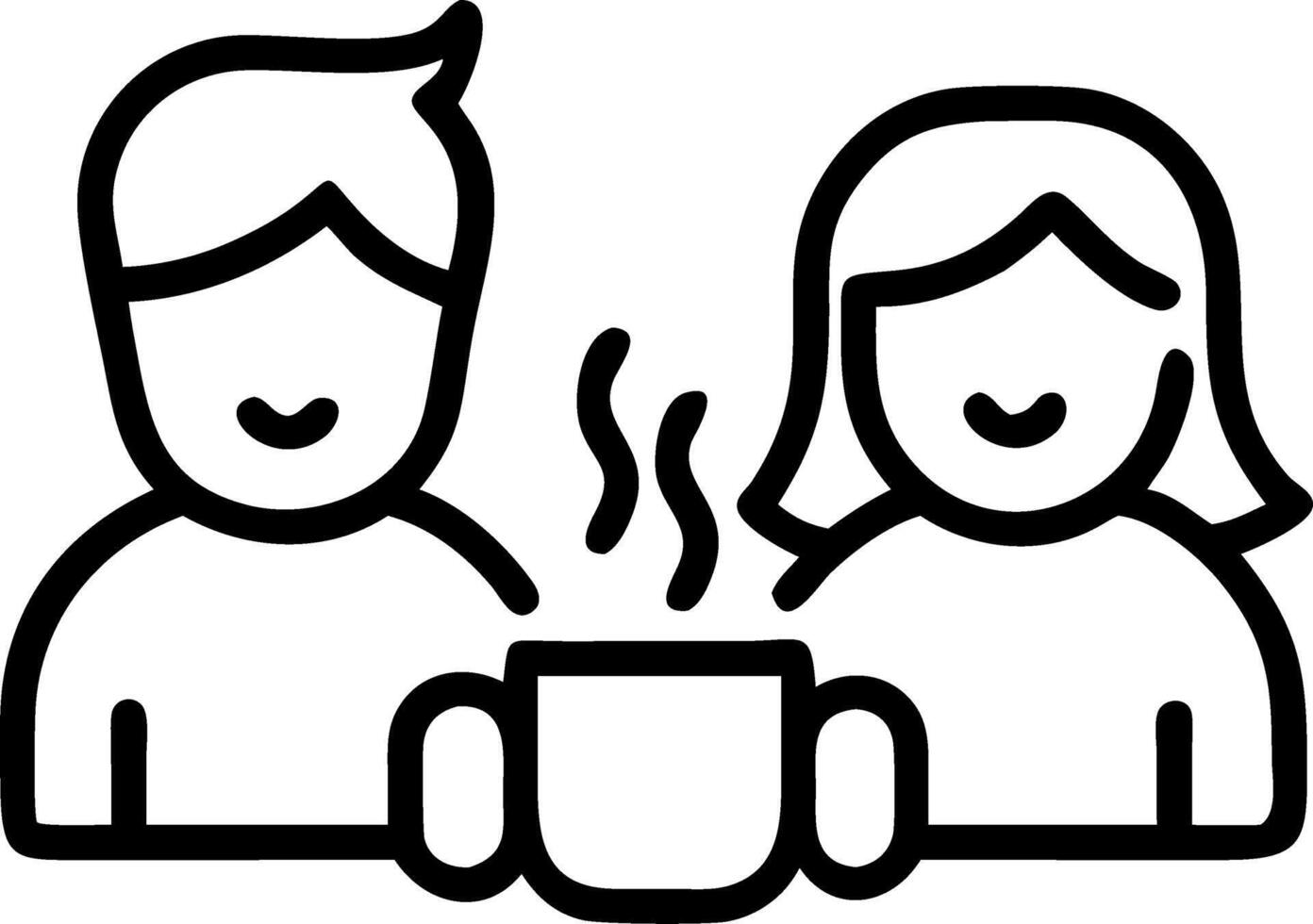 Cheerful Young Couples camping with morning coffee vector