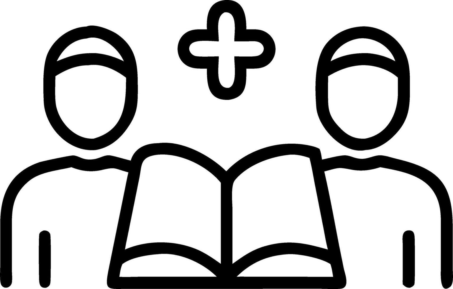 Christian couple or group reading and studying the Bible together praying at home or Sunday school at church studying the word of God concept Set 4 vector