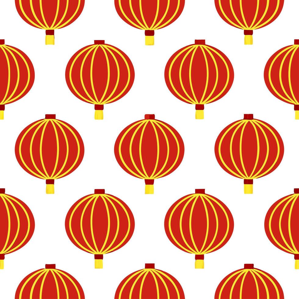 Chinese lanterns and dragons seamless tile pattern with vibrant reds and golds for festive decor vector