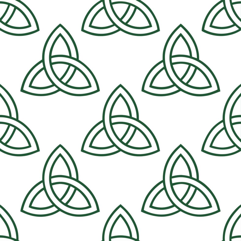 Celtic Knots seamless tile pattern with green hues and traditional interwoven designs for Irish decor vector