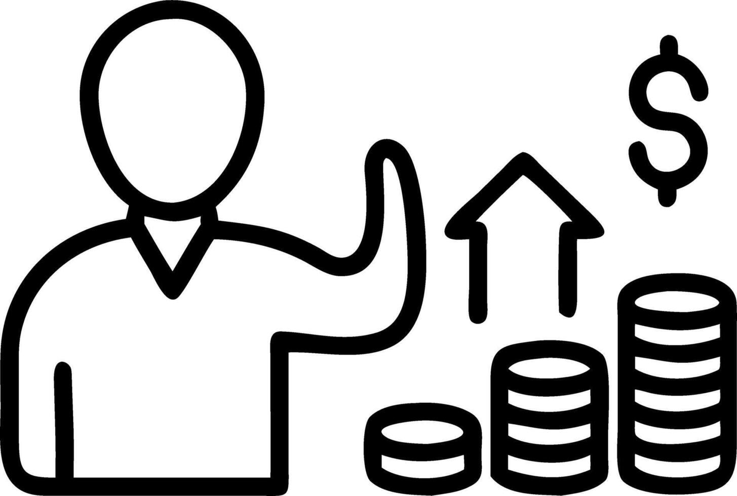 Businessman giving thumbs up behind stacks of coins with financial stock market graph concept of investment and economic growth Set 2 vector