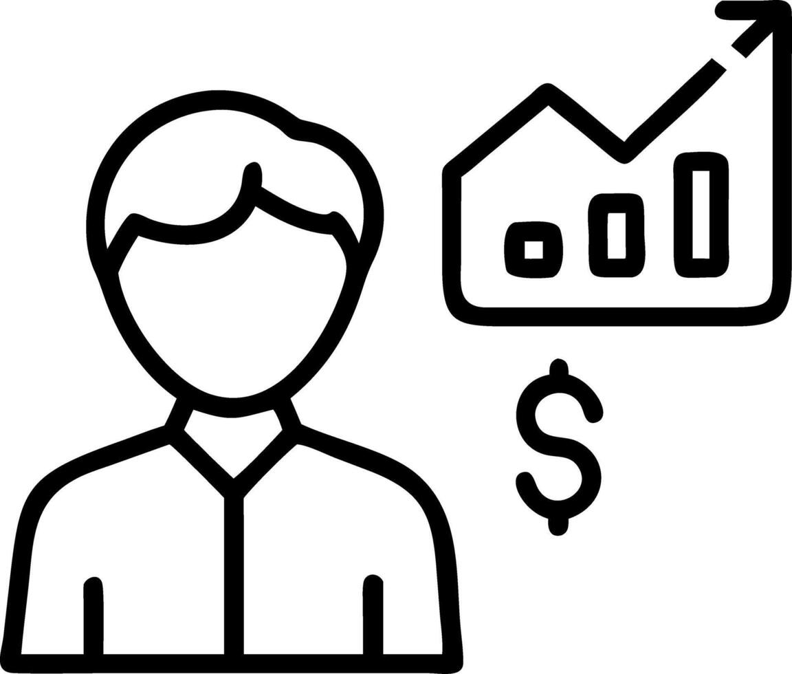 Businessman analyzing growth success with financial charts and sales data in investment market strategy planning vector