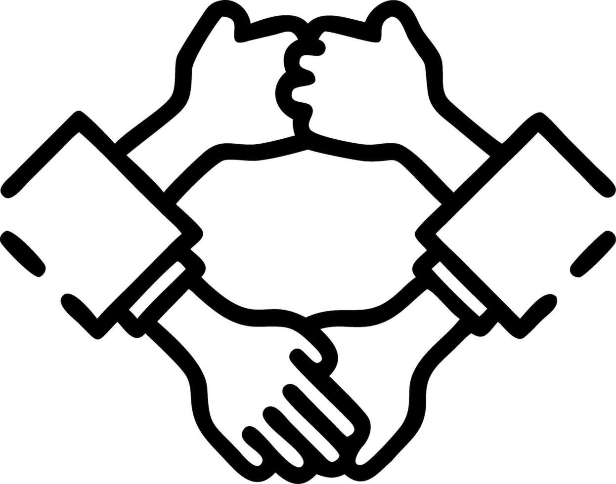 Business teamwork join hands together emphasizing unity and collective effort in to collaborative business environment vector