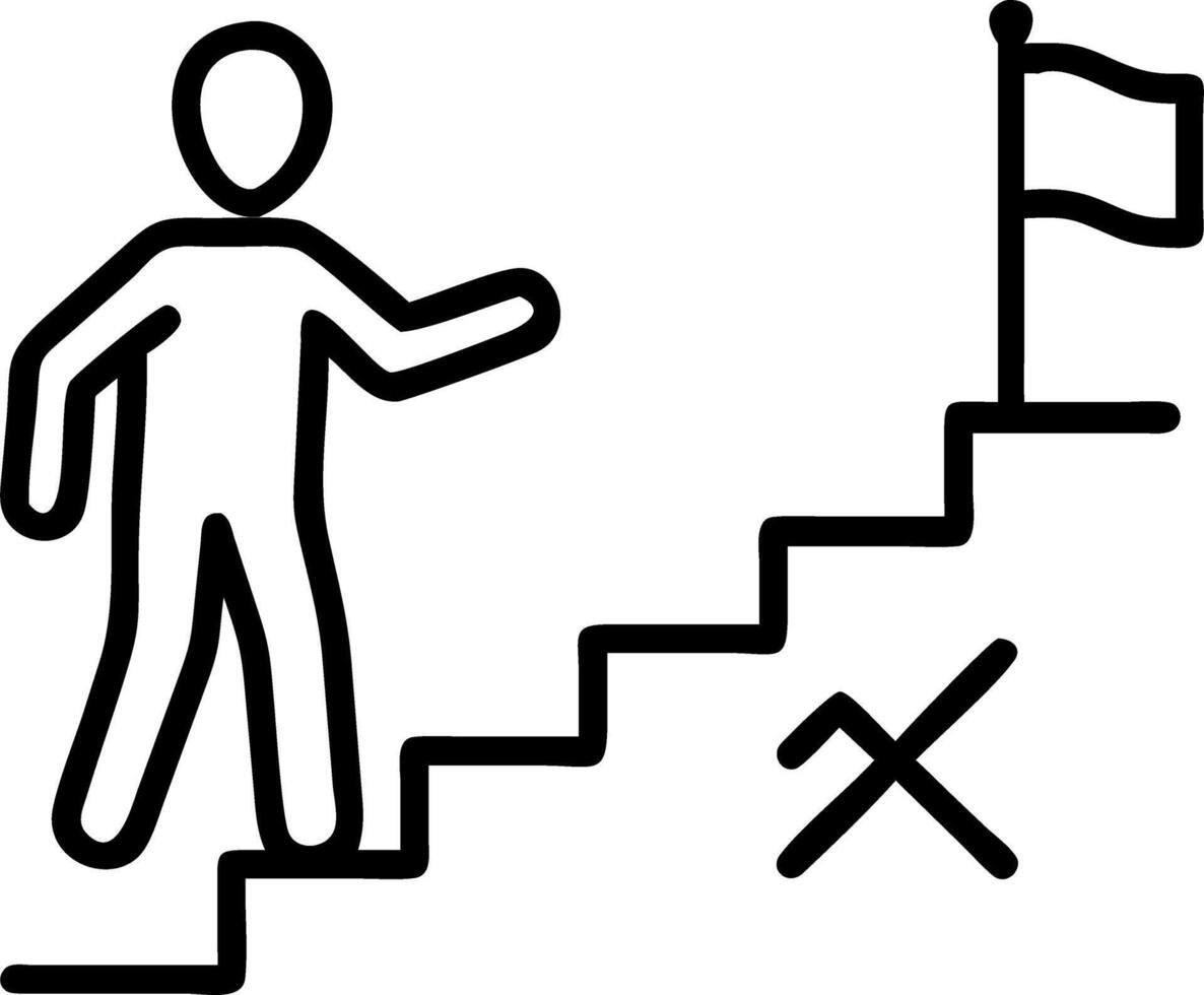 business success goal achievement steps businessman drawing checkmarks virtual staircase steps achieving goals ending red flag success marker planning progress goal setting concept vector