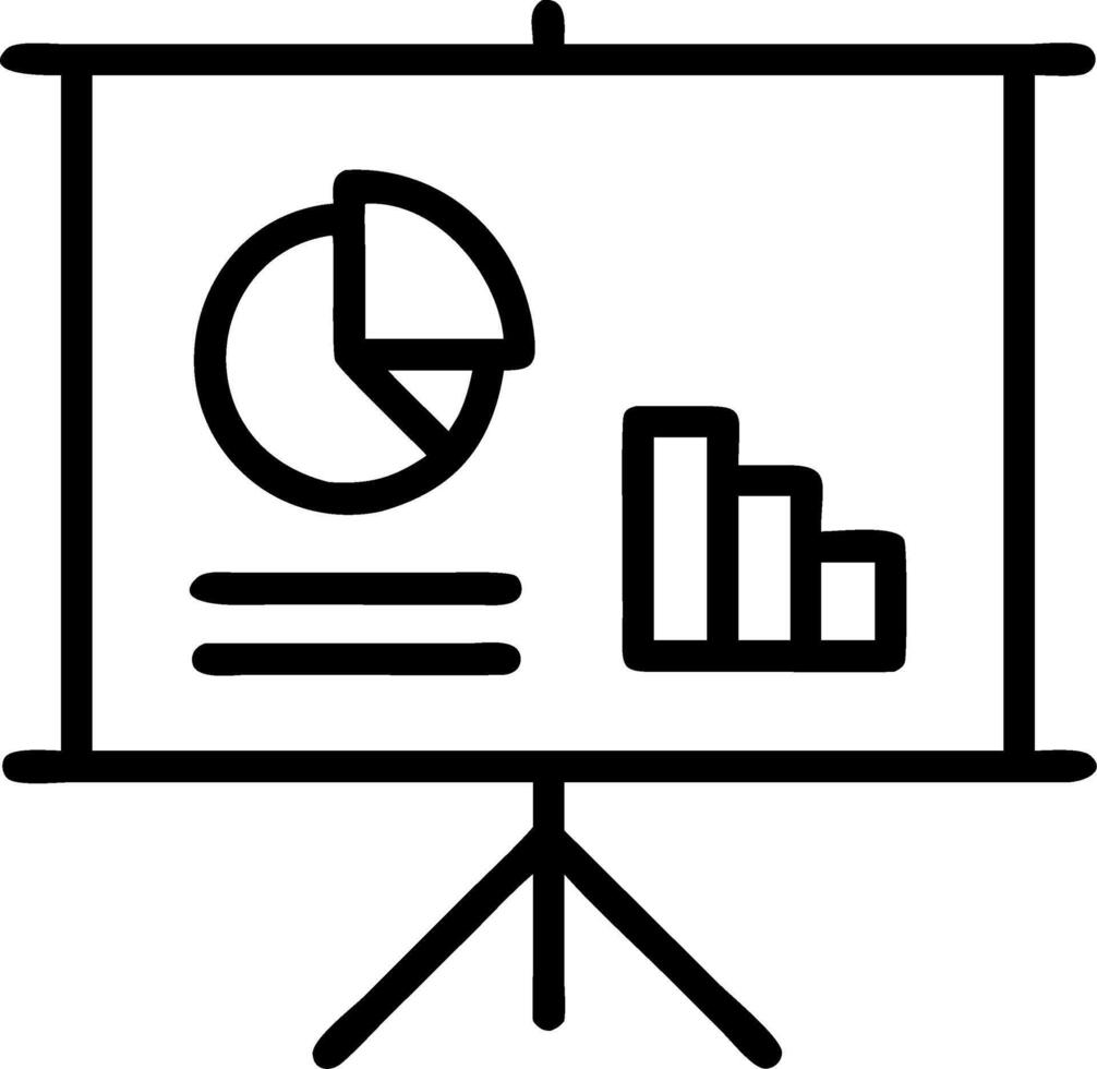 Business plan presentation featuring projector and charts illustrating company vision in professional and clear graphic design vector