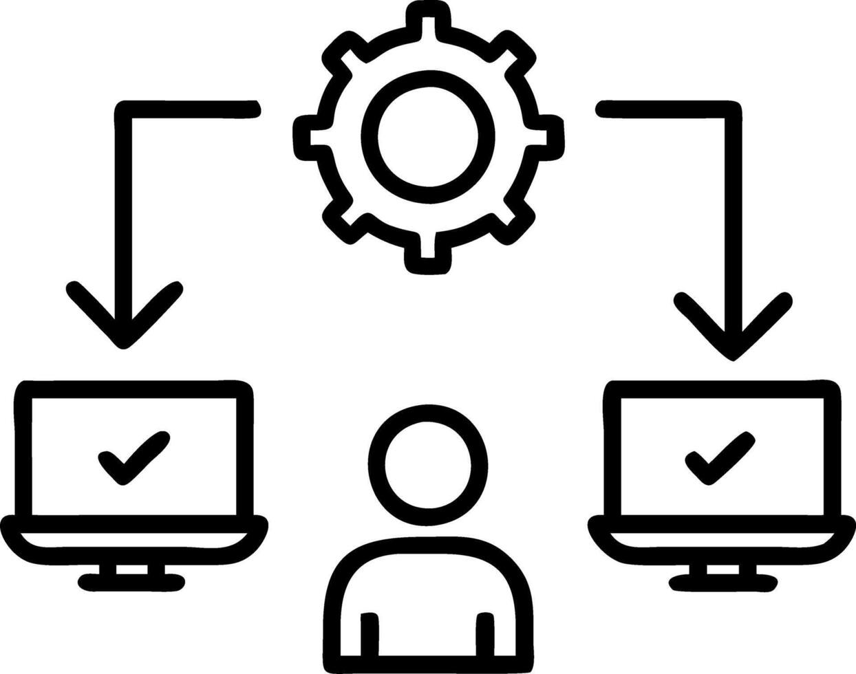 business people working computers smartphones symbol top service ISO Certification Document Management System Quality assurance Set 12 vector