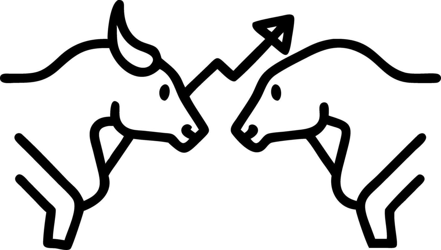 Bull versus bear in suits facing each other trading on stock market Bullish vs bearish trend Set 7 vector