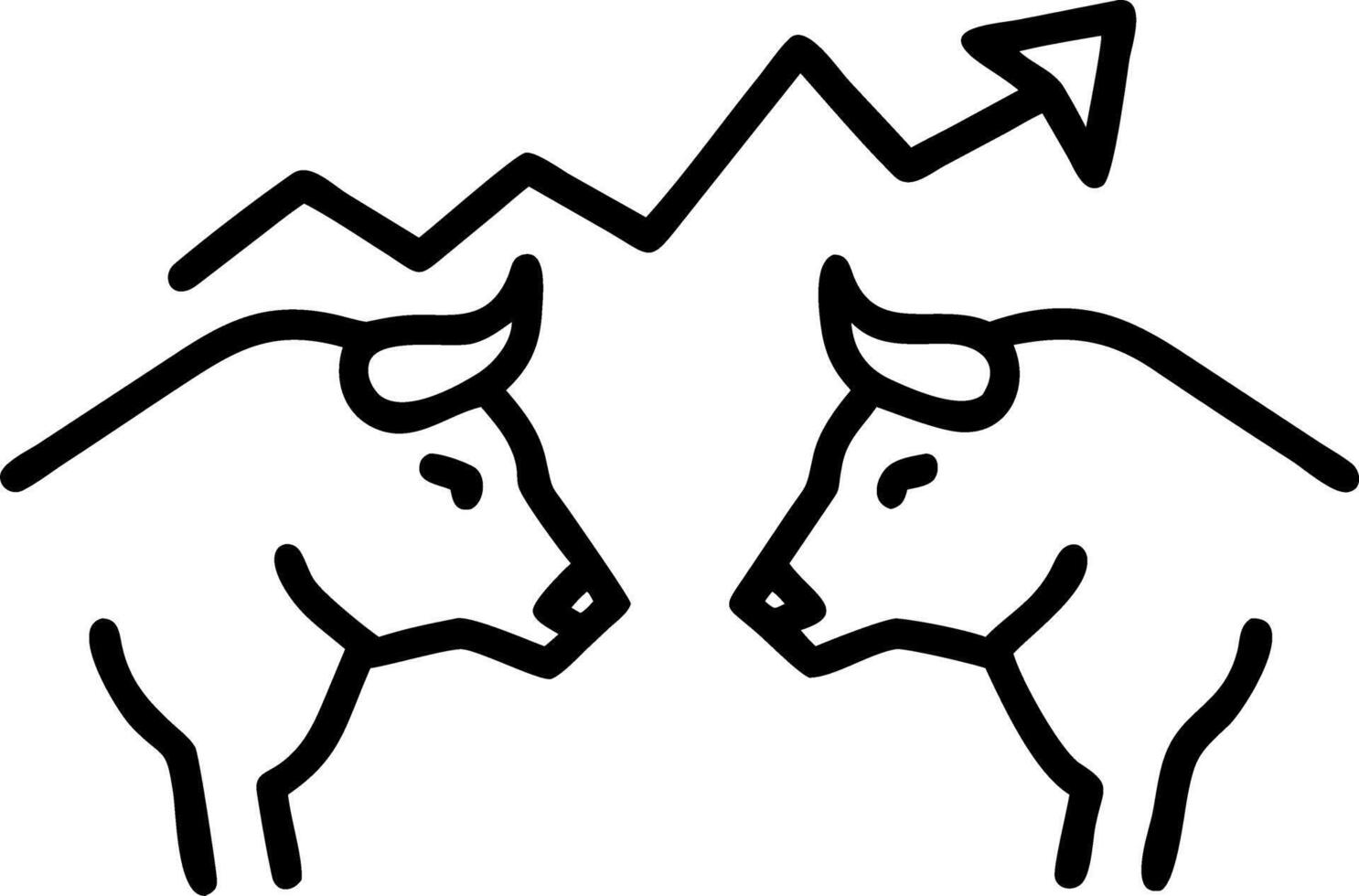 Bull versus bear in suits facing each other trading on stock market Bullish vs bearish trend Set 6 vector