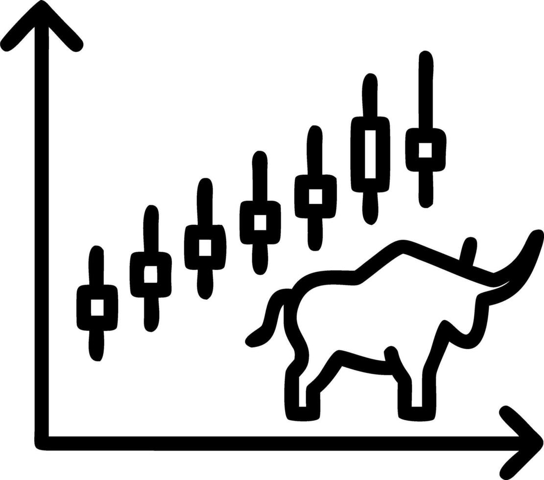Bull market trading with uptrend candlestick graph on green background rising prices enhanced by technology Set 2 vector
