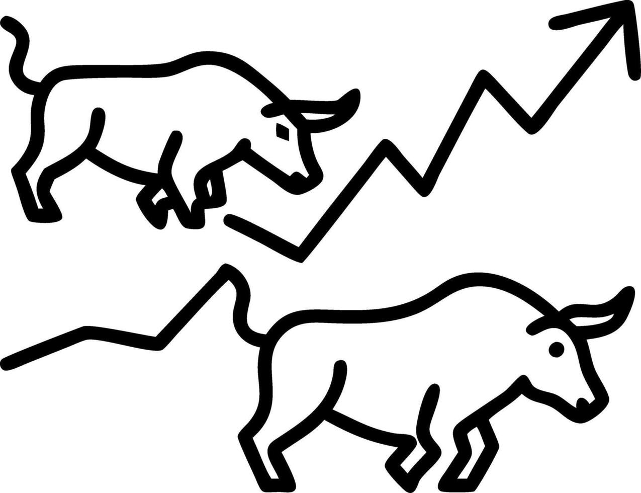 Bulls back in stock market cryptocurrency market created with technology Set 2 vector